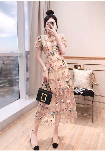 casual dresses arrival round collar flower embroidery short sleeve woman long gauze lace party formal dress 4uwu, Black;gray
casual dresses arrival round collar flower embroidery short sleeve woman long gauze lace party formal dress 4uwu, Black;gray