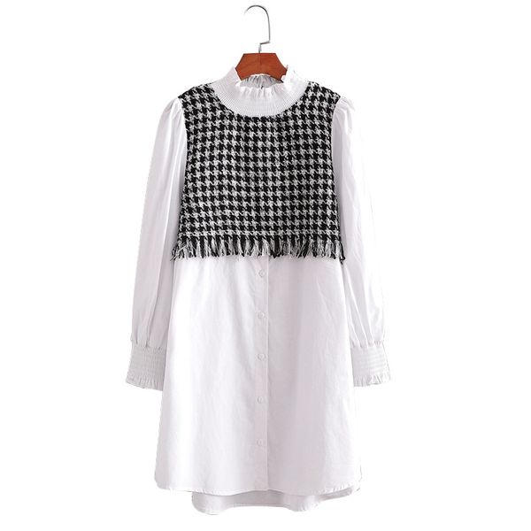 fashion women tweed patchwork shirt long sleeve office ladies mini dress 1d206 210416, Black;gray
fashion women tweed patchwork shirt long sleeve office ladies mini dress 1d206 210416, Black;gray