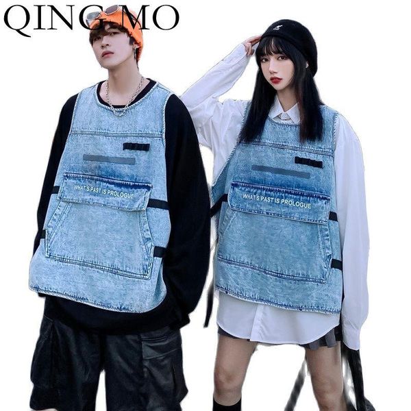 women's vests qing mo 2021 summer couple denim vest street hip-hop style text printing personality man and women jacket blue zwl066, Black;white
women's vests qing mo 2021 summer couple denim vest street hip-hop style text printing personality man and women jacket blue zwl066, Black;white
