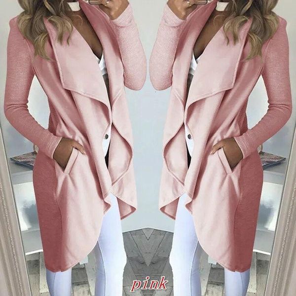 women's jackets waterfall collar double pocket front wrap autumn long coat women solid sleeve casual slim outerwear plus size 5xl k92j, Black;brown
women's jackets waterfall collar double pocket front wrap autumn long coat women solid sleeve casual slim outerwear plus size 5xl k92j, Black;brown