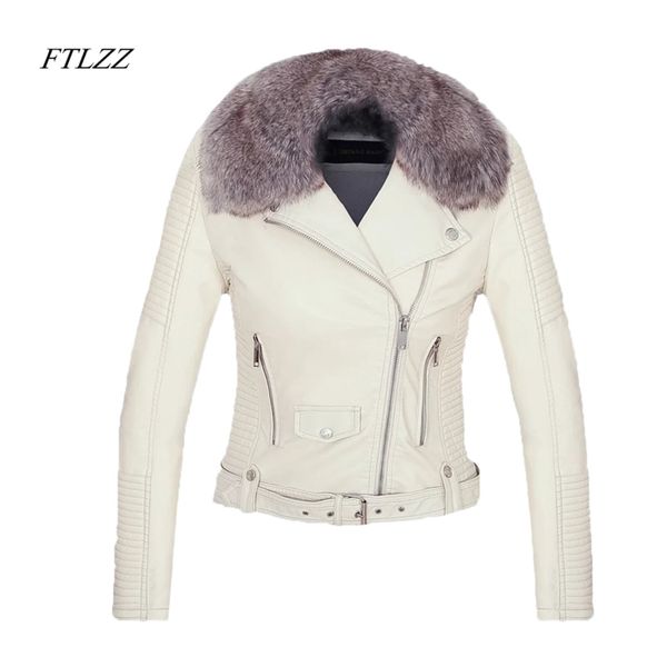 women winter faux leather jacket warm large fur collar lady motorcycle pu soft white black pink coat 210430
women winter faux leather jacket warm large fur collar lady motorcycle pu soft white black pink coat 210430