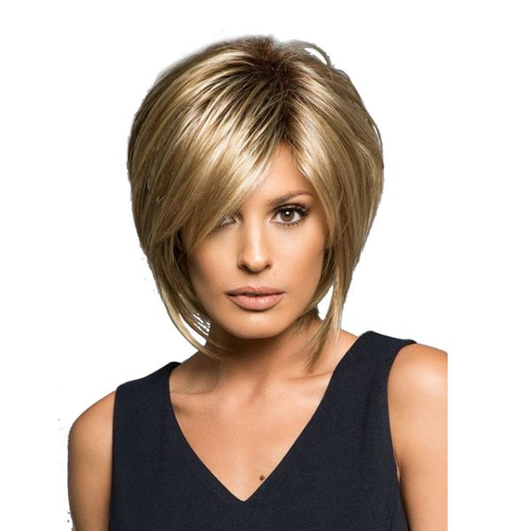 ladies short blonde straight wig synthetic wig with side part bangs nature looking daily party use for women, Black
ladies short blonde straight wig synthetic wig with side part bangs nature looking daily party use for women, Black