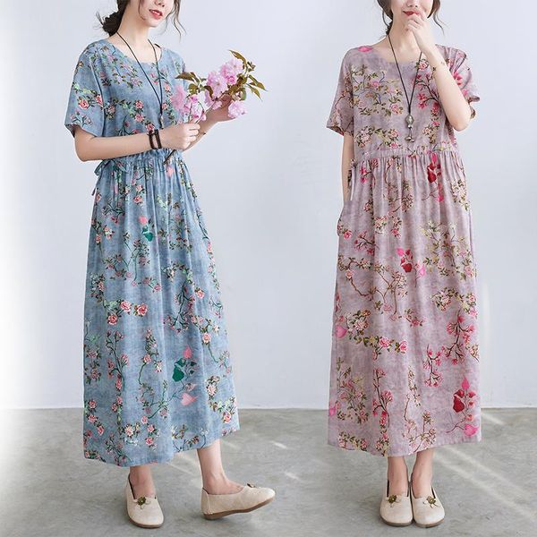 women's jeans 2021 summer large size women's skirt fat mm loose and thin national style floral cotton linen dress fashion, Blue
women's jeans 2021 summer large size women's skirt fat mm loose and thin national style floral cotton linen dress fashion, Blue