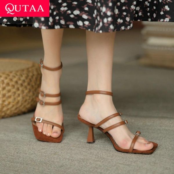 sandals qutaa 2021 ankle strap buckle summer fashion female shoes genuine leather open toe women high heels size 34-39, Black
sandals qutaa 2021 ankle strap buckle summer fashion female shoes genuine leather open toe women high heels size 34-39, Black