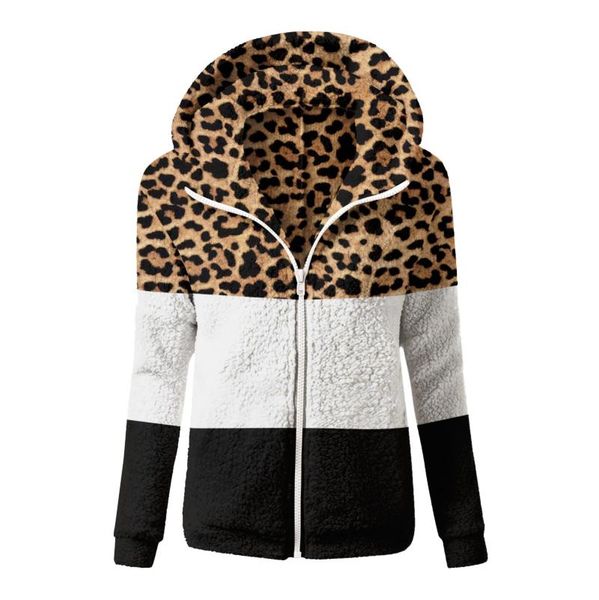 women's hoodies & sweatshirts jackets thick lamb wool plush leopard print stitching zipper coat drawstring hooded sweatshirt with pocke, Black
women's hoodies & sweatshirts jackets thick lamb wool plush leopard print stitching zipper coat drawstring hooded sweatshirt with pocke, Black