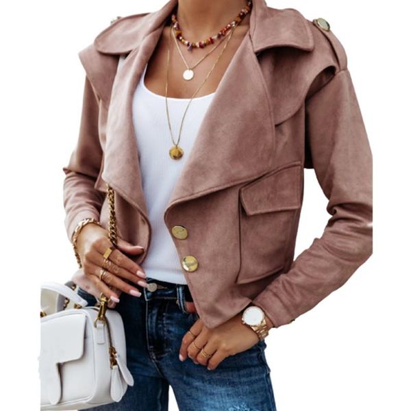 women's jackets autumn suede jacket women lapel short coats casual long-sleeved deerskin button small coat pink black khaki femme outer, Black;brown
women's jackets autumn suede jacket women lapel short coats casual long-sleeved deerskin button small coat pink black khaki femme outer, Black;brown