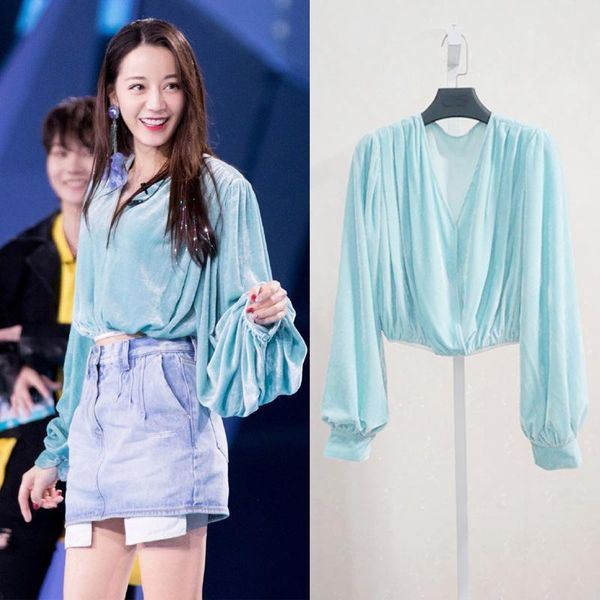 high end ocean blue velours shirt women pullover v neck lantern sleeve crop party chemise femme camisa mujer women's blouses & shir, White
high end ocean blue velours shirt women pullover v neck lantern sleeve crop party chemise femme camisa mujer women's blouses & shir, White
