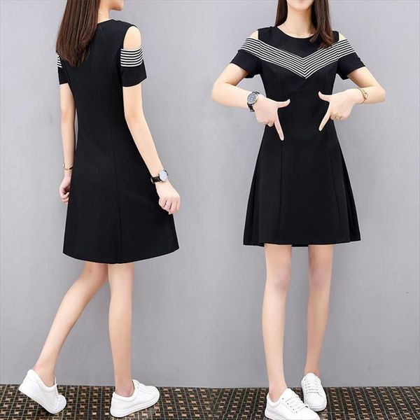 summer off shoulder short sleeves women dress slim fit middle waist casual smr88, Black;gray
summer off shoulder short sleeves women dress slim fit middle waist casual smr88, Black;gray