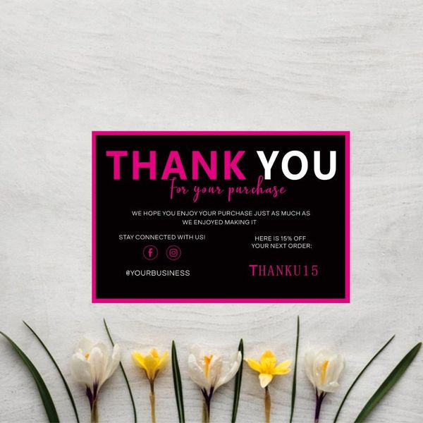 greeting cards personalize pink black thank you for your purchase template card custom small business insert social media
greeting cards personalize pink black thank you for your purchase template card custom small business insert social media