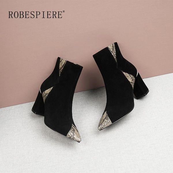 boots robespiere quality kid suede pointed toe ankle fashion zipper mixed colors shoes women winter warm plush ladies b58, Black
boots robespiere quality kid suede pointed toe ankle fashion zipper mixed colors shoes women winter warm plush ladies b58, Black