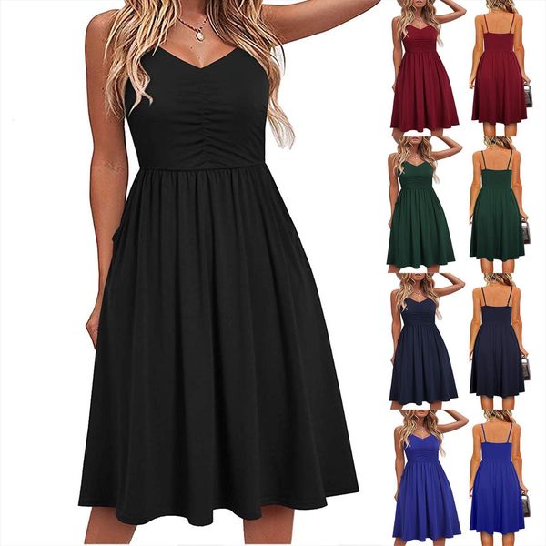 fashion summer seaside sling sleeveless women dress v neck solid color casual mid calf daily, Black;gray
fashion summer seaside sling sleeveless women dress v neck solid color casual mid calf daily, Black;gray