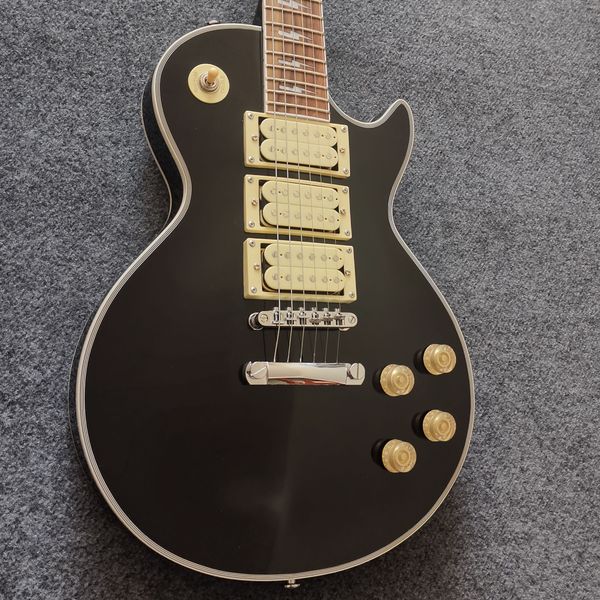 custom electric guitar black color three pickups mahogany body rosewood fingerboard high quality
custom electric guitar black color three pickups mahogany body rosewood fingerboard high quality