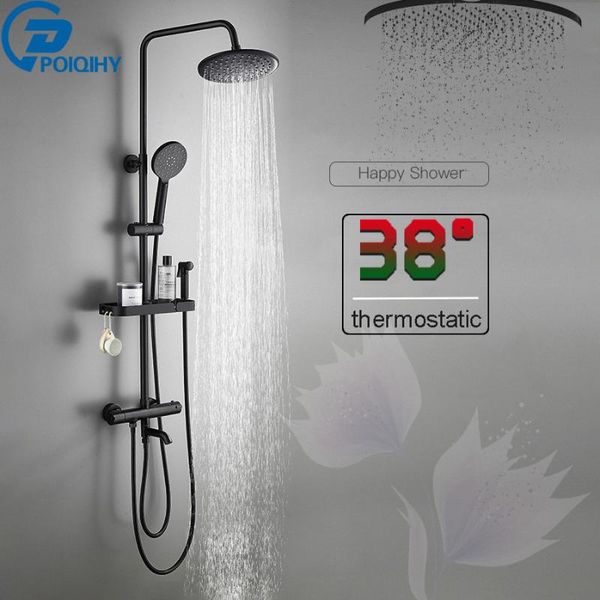 black thermostatic shower faucet rainfall bathroom mixer tap waterfall bath column rotatable spout sets
black thermostatic shower faucet rainfall bathroom mixer tap waterfall bath column rotatable spout sets