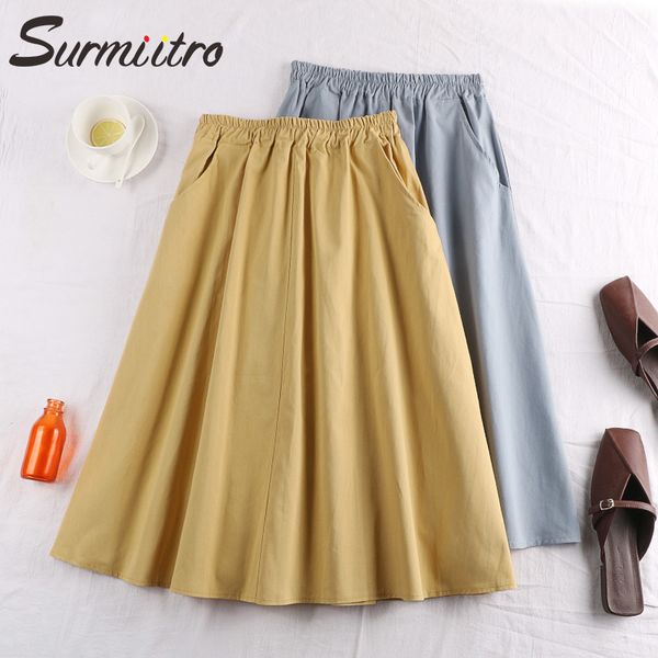 surmiitro 100% cotton midi summer women fashion korean pocket a-line sun school black white high waist skirt female 210323
surmiitro 100% cotton midi summer women fashion korean pocket a-line sun school black white high waist skirt female 210323
