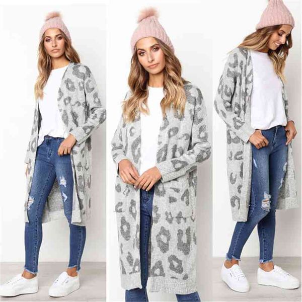 women leopard knitted long cardigan sleeve sweater overcoat for female women autumn outwear coats 210607, White
women leopard knitted long cardigan sleeve sweater overcoat for female women autumn outwear coats 210607, White