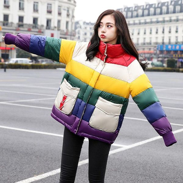women filling cotton rainbow colors jacket autumn and winter casual style woman parkas female coats women's down &, Black
women filling cotton rainbow colors jacket autumn and winter casual style woman parkas female coats women's down &, Black