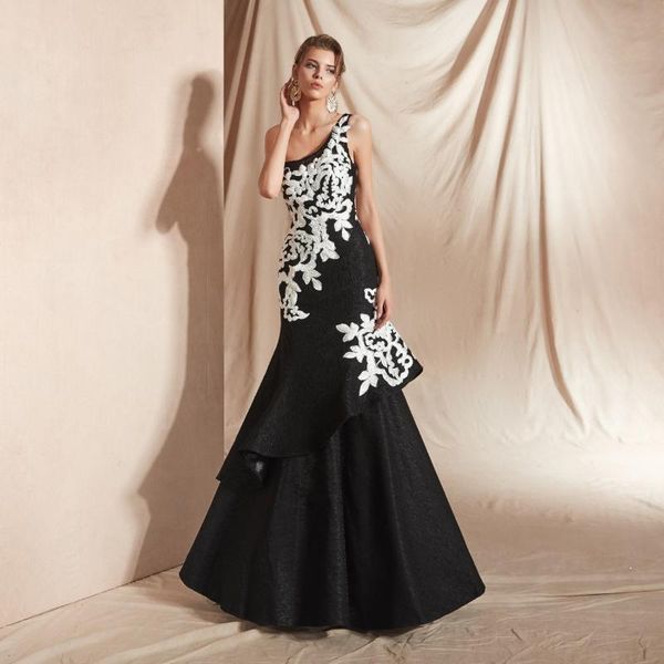 party dresses fashion one-shoulder black and white evening lace long dress formal women elegant mermaid gala gowns, White;black
party dresses fashion one-shoulder black and white evening lace long dress formal women elegant mermaid gala gowns, White;black