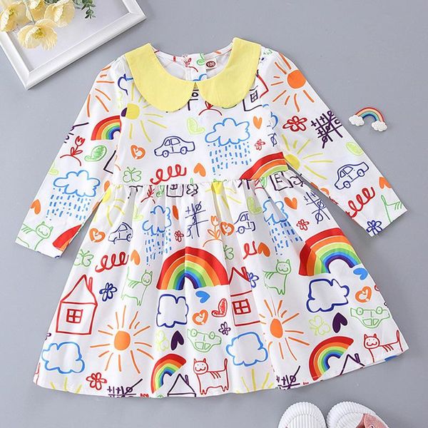 girl's dresses sweet girls rainbow princess autumn kids cute cartoon doodle dress 2-6 years vestidos children fashion creative clothes, Red;yellow
girl's dresses sweet girls rainbow princess autumn kids cute cartoon doodle dress 2-6 years vestidos children fashion creative clothes, Red;yellow