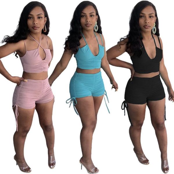 women's tracksuits donsignet women shorts outfits pleated sling halter backless crop rear zip-style two-piece set conjunto feminino, Gray
women's tracksuits donsignet women shorts outfits pleated sling halter backless crop rear zip-style two-piece set conjunto feminino, Gray