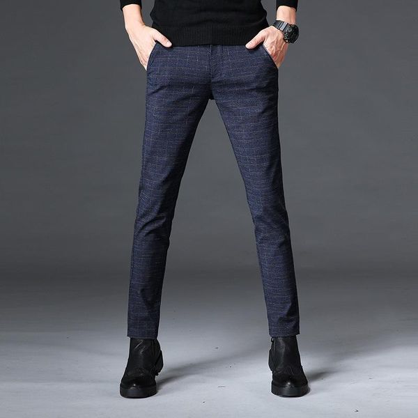 men's pants plaid men cotton slim fit straight trousers elasticity stretch classic dress suit business casual long male, Black
men's pants plaid men cotton slim fit straight trousers elasticity stretch classic dress suit business casual long male, Black