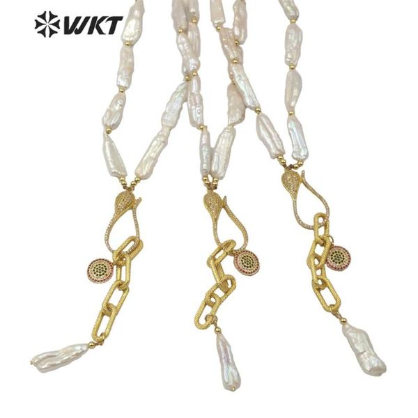 pendant necklaces wt-jn110 wkt special design natural pearl necklace elongated and cubic zirconia hook fashion jewerly, Silver 
pendant necklaces wt-jn110 wkt special design natural pearl necklace elongated and cubic zirconia hook fashion jewerly, Silver