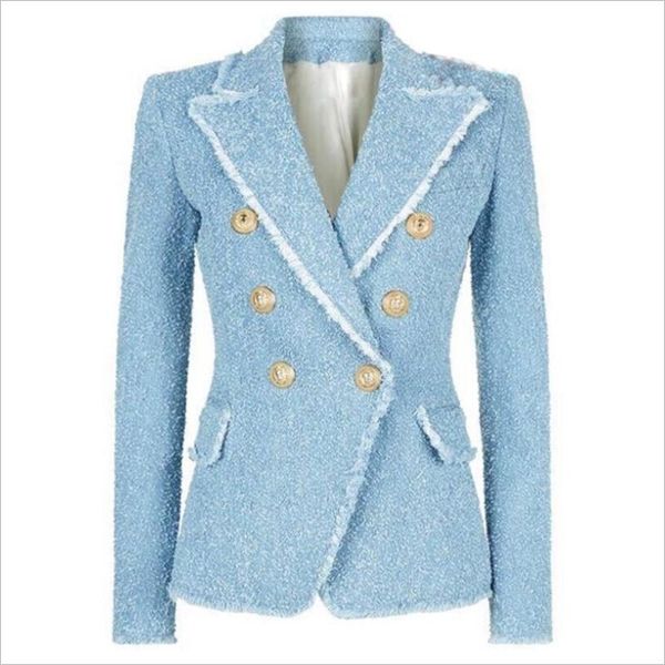 women's 2020 classic double-breasted tassel woven slim suit jacket fashion casual long-sleeved office lady work business uniform, White;black
women's 2020 classic double-breasted tassel woven slim suit jacket fashion casual long-sleeved office lady work business uniform, White;black