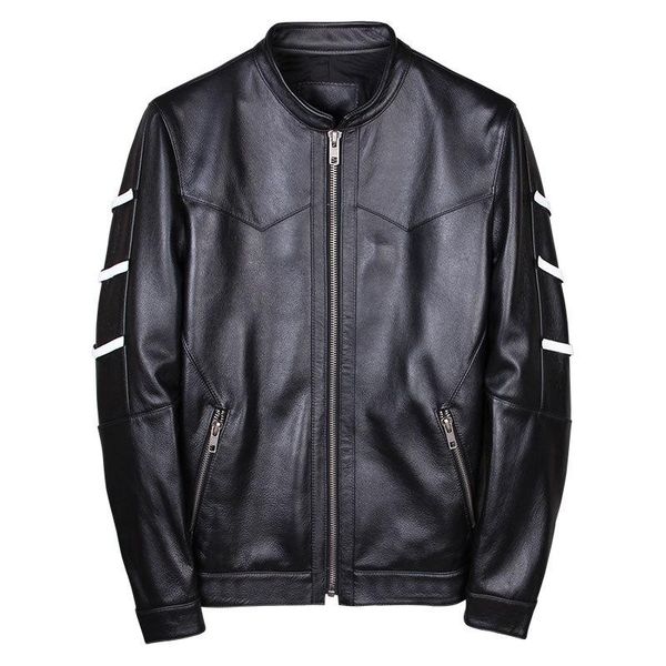 men's leather & faux genuine jacket men cow korean motorcycle slim bomber mens jaqueta de couro, Black
men's leather & faux genuine jacket men cow korean motorcycle slim bomber mens jaqueta de couro, Black
