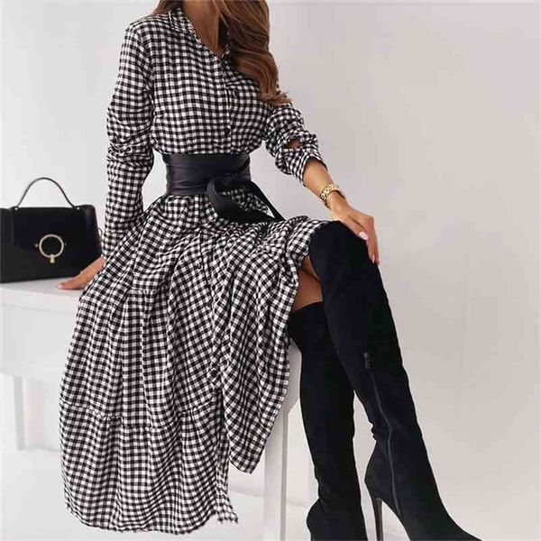 women's casual sundress spring lapel shirt dress long sleeve mid-claf vestidos female button robe belted plaid turn-down collar 210806, Black;gray
women's casual sundress spring lapel shirt dress long sleeve mid-claf vestidos female button robe belted plaid turn-down collar 210806, Black;gray