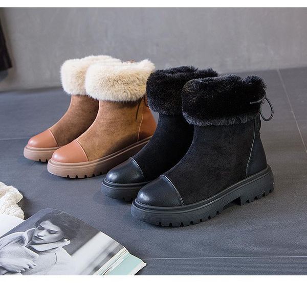 boots snow women's short boots, fashionable winter plus velvet thick bottom small fragrance shoes, Black
boots snow women's short boots, fashionable winter plus velvet thick bottom small fragrance shoes, Black