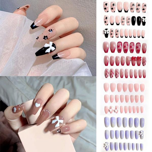 false nails 24 pcs long love bow design ballet coffin fake cute flowers artificial plastic press on nail tips manicure art, Red;gold
false nails 24 pcs long love bow design ballet coffin fake cute flowers artificial plastic press on nail tips manicure art, Red;gold