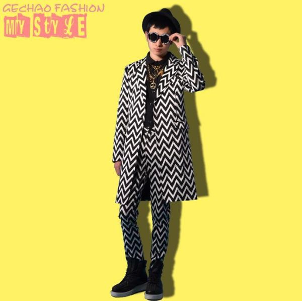men's suits & blazers blazer men long designs jacket mens personality black and white stripes coat stage singers clothes dress, White;black
men's suits & blazers blazer men long designs jacket mens personality black and white stripes coat stage singers clothes dress, White;black