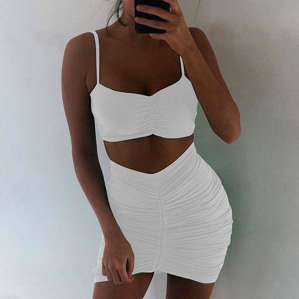women pleated off shoulder bra camis high elastic waist skirt solid two piece set fashion spring summer mz991 210525, White
women pleated off shoulder bra camis high elastic waist skirt solid two piece set fashion spring summer mz991 210525, White