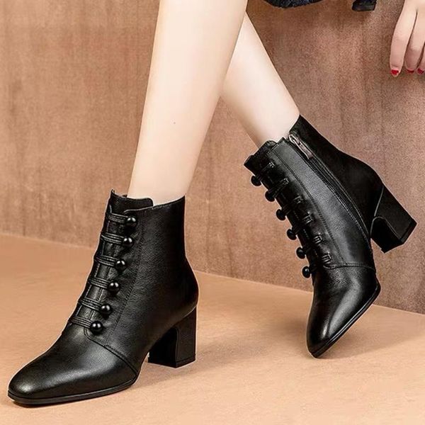 boots england style ankle women leather short boot button spring lady elegant evening party high heel shoes pointed toe botas, Black
boots england style ankle women leather short boot button spring lady elegant evening party high heel shoes pointed toe botas, Black