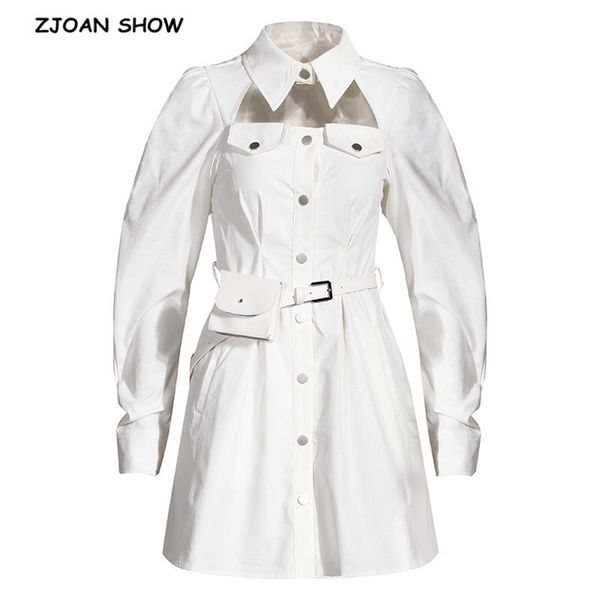 personality lapel front hollow out safari white dress woman small pocket belt puff long sleeve short dresses sashes chic vestido 210429, Black;gray
personality lapel front hollow out safari white dress woman small pocket belt puff long sleeve short dresses sashes chic vestido 210429, Black;gray