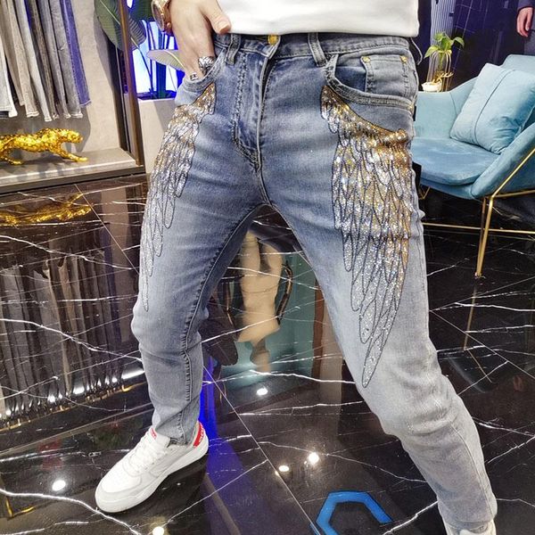 men's jeans luxe motorcycle pants rhinestones mens moda hombre 2021 trend brand fashion skinny jean homme slim men, Blue
men's jeans luxe motorcycle pants rhinestones mens moda hombre 2021 trend brand fashion skinny jean homme slim men, Blue