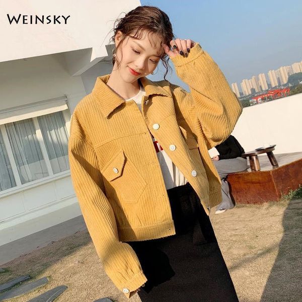women's jackets corduroy fabric jacket spring and autumn short, Black;brown 
women's jackets corduroy fabric jacket spring and autumn short, Black;brown