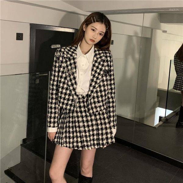 women's tracksuits autumn female retro chic college style suit houndstooth long-sleeved jacket + western a-line skirt two-piece sets wo, Gray
women's tracksuits autumn female retro chic college style suit houndstooth long-sleeved jacket + western a-line skirt two-piece sets wo, Gray