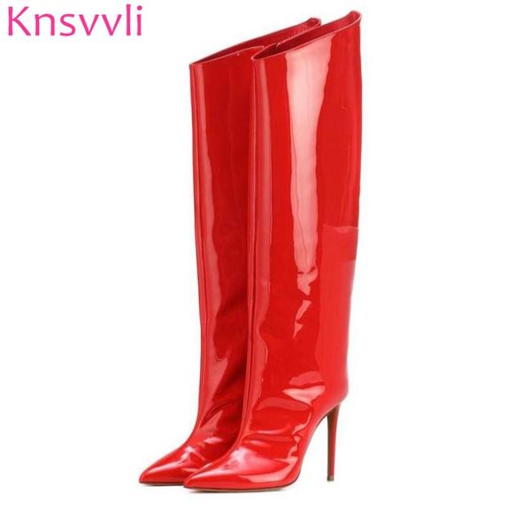 boots 2021 mirror shiny leather women knee high designer red silver thin heels shoes runway over the knight, Black
boots 2021 mirror shiny leather women knee high designer red silver thin heels shoes runway over the knight, Black