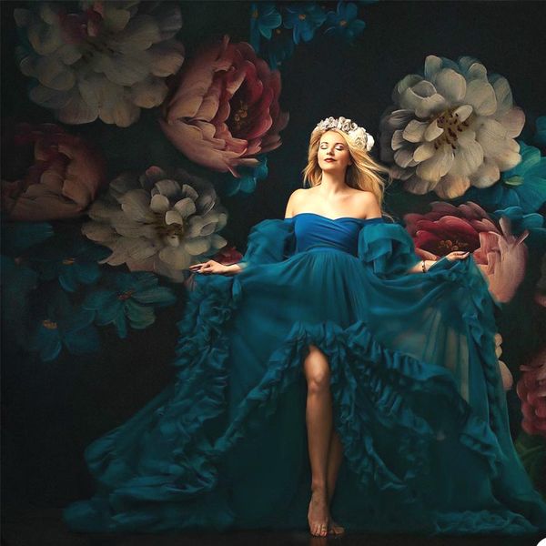 pretty blue ruffles tulle maternity sleepwear dress for pshoot full sleeves women dresses robe bathrobe nightwear, White
pretty blue ruffles tulle maternity sleepwear dress for pshoot full sleeves women dresses robe bathrobe nightwear, White