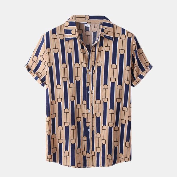 men's casual shirts striped print short sleeve turn-down collar shirt man summer beach hawaiian for men loose camisas para hombre, White;black
men's casual shirts striped print short sleeve turn-down collar shirt man summer beach hawaiian for men loose camisas para hombre, White;black