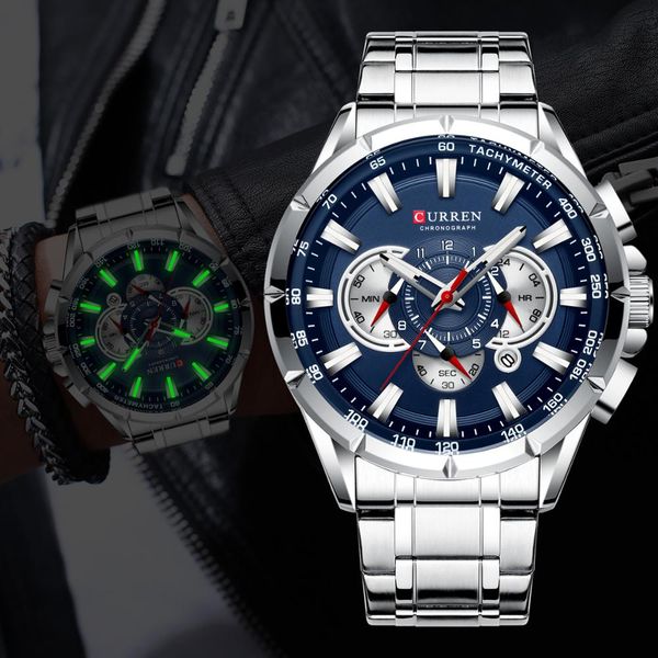 curren men watches luxury brand sport watch blue chronograph quartz man wristwatches stainless steel male clock reloj hombreg, Slivery;brown
curren men watches luxury brand sport watch blue chronograph quartz man wristwatches stainless steel male clock reloj hombreg, Slivery;brown