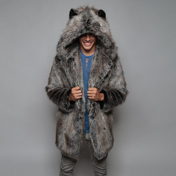 men loose faux fur coat men's winter casual warm overcoats men's long type coat fur full sleeve hooded ear 220211, Black
men loose faux fur coat men's winter casual warm overcoats men's long type coat fur full sleeve hooded ear 220211, Black