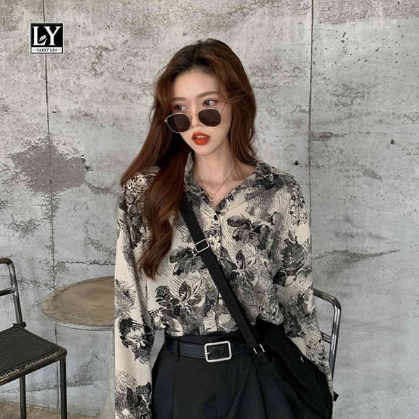 shorts spring autumn women vintage chiffon shirt loose printing korean style long sleeve turn down collar blouses, White;black
shorts spring autumn women vintage chiffon shirt loose printing korean style long sleeve turn down collar blouses, White;black