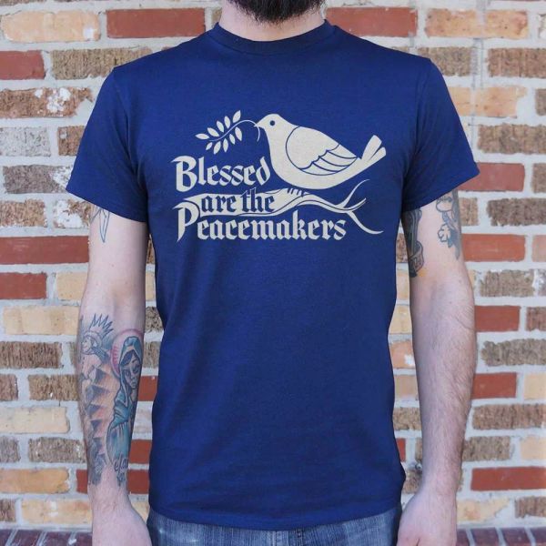 blessed are the peacemakers t-shirt | short sleeve graphic tee, White;black