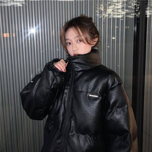 women's down & parkas winter korean-style style dress coat bright surface pu loose-fit thick cotton woman fashion avrd, Black
women's down & parkas winter korean-style style dress coat bright surface pu loose-fit thick cotton woman fashion avrd, Black