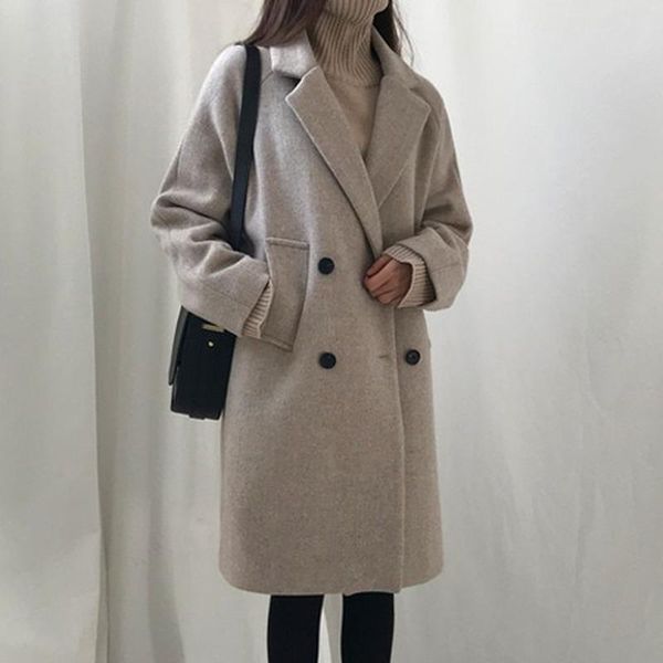 women's wool & blends 2021 blended coat ladies long sleeve collar korean casual autumn and winter elegant, Black
women's wool & blends 2021 blended coat ladies long sleeve collar korean casual autumn and winter elegant, Black