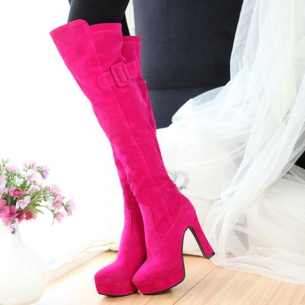 boots super high heterosexual square heel rose red suede warm snow waterproof platform flock plush women's over-the-knee, Black
boots super high heterosexual square heel rose red suede warm snow waterproof platform flock plush women's over-the-knee, Black