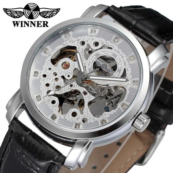 winner automatic men silver color skeleton watch with black leather band wristwatch wristwatches, Slivery;brown
winner automatic men silver color skeleton watch with black leather band wristwatch wristwatches, Slivery;brown