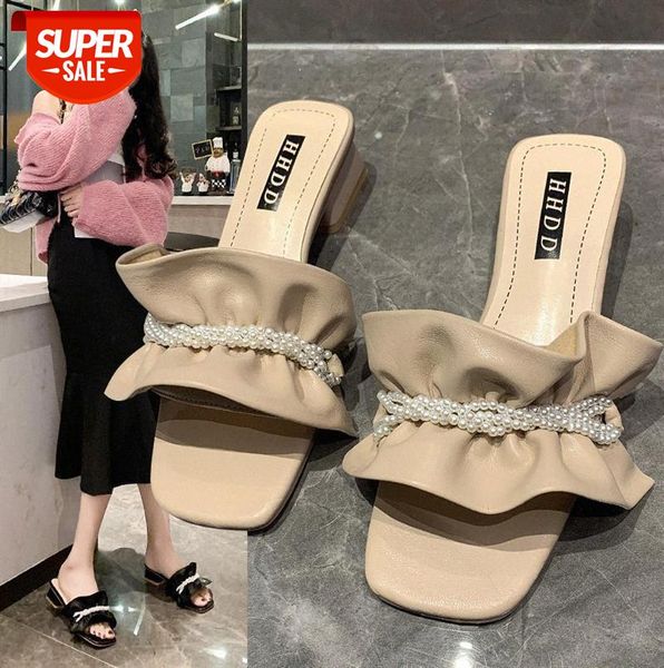 little fragrant wind pearl outer wear one-slip-on women, thick-heeled lotus leaf lace fashionable mid-heel slippers women #xn6n, Black
little fragrant wind pearl outer wear one-slip-on women, thick-heeled lotus leaf lace fashionable mid-heel slippers women #xn6n, Black