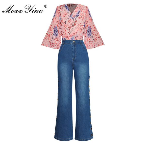 fashion designer suit spring autumn women v-neck pleated print +jeans two-piece set 210524, White
fashion designer suit spring autumn women v-neck pleated print +jeans two-piece set 210524, White